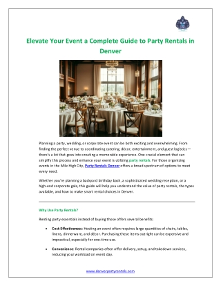 Elevate Your Event a Complete Guide to Party Rentals in Denver