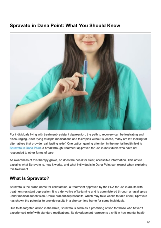 Spravato in Dana Point What You ShouldKnow