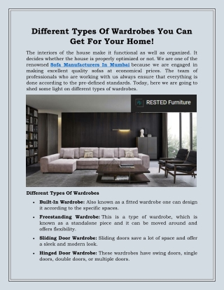 Sofa Manufacturers In Mumbai