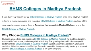 BHMS Colleges in Madhya Pradesh