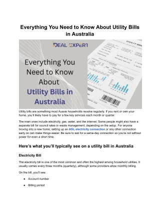 Everything You Need to Know About Utility Bills in Australia