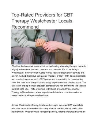 CBT Therapy Westchester Locals Recommend