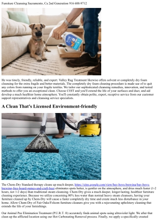 Rug, Rug, And Furniture Cleaning In The Better Sacramento Area