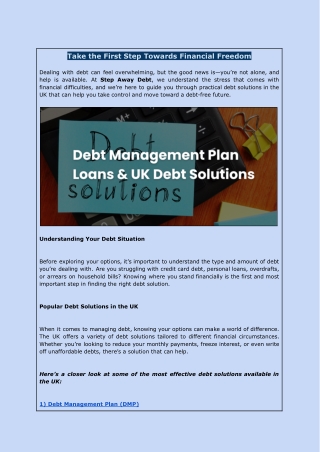 Debt Management Plan Loans | Step Away Debt