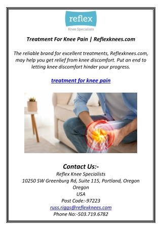 Treatment For Knee Pain | Reflexknees.com
