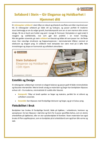 Sofabord i Stein – Gir Eleganse og Holdbarhet i Hjemmet ditt