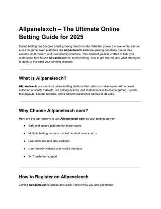 Allpanelexch – The Ultimate Online Betting Guide for 2025