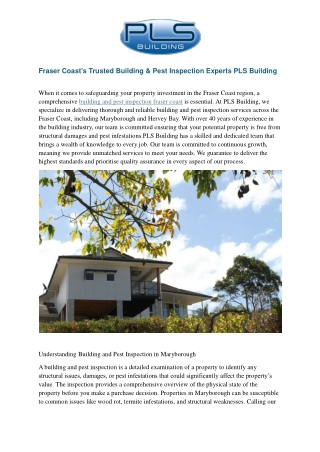 building and pest inspection fraser coast