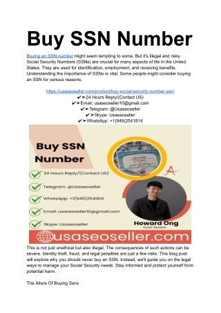 Buy SSN Number