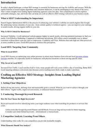 **Crafting an Effective SEO Strategy: Insights from Leading Digital Marketing Ag