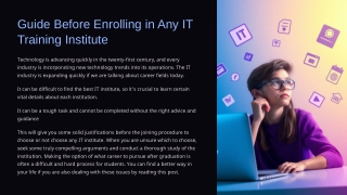 Guide Before Enrolling in Any IT Training Institute