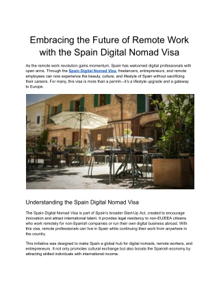 Embracing the Future of Remote Work with the Spain Digital Nomad Visa