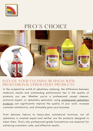Elevate Your Cleaning Business with Professional Upholstery Products