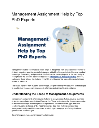 Management Assignment Help by Top PhD Experts