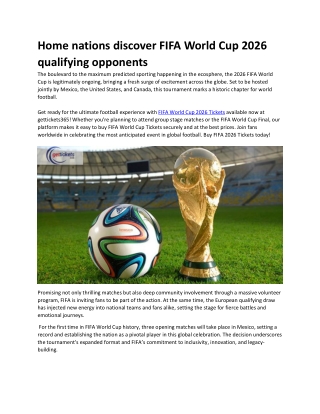 Home nations discover FIFA World Cup 2026 qualifying opponents