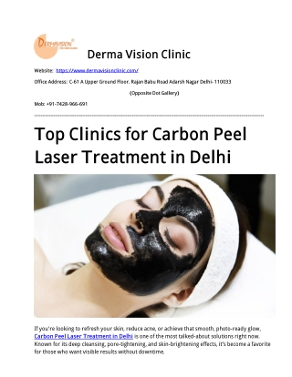 Carbon Peel Laser Treatment in Delhi