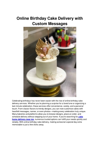 Online Birthday Cake Delivery with Custom Messages