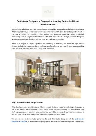 Best Interior Designers in Gurgaon | Chalk Studio