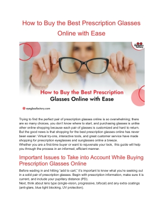 How to Buy the Best Prescription Glasses Online with Ease