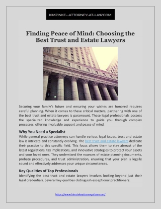 Finding Peace of Mind: Choosing the Best Trust and Estate Lawyers