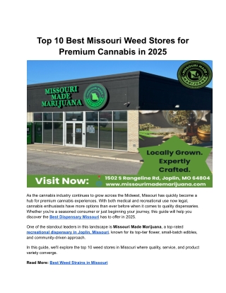 2025 Guide: Top 10 Best Missouri Weed Stores for Premium Cannabis
