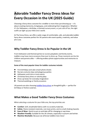 Adorable Toddler Fancy Dress Ideas for Every Occasions