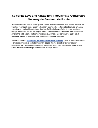 Celebrate Love and Relaxation_ The Ultimate Anniversary Getaways in Southern California