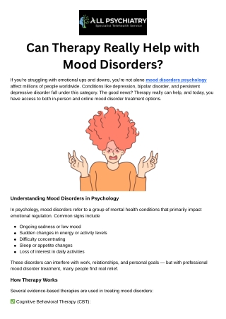 Can Therapy Really Help with Mood Disorders