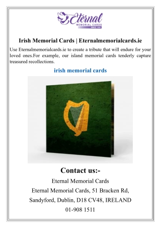 Irish Memorial Cards  Eternalmemorialcards.ie