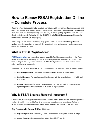 How to Renew FSSAI Registration Online – Complete Process
