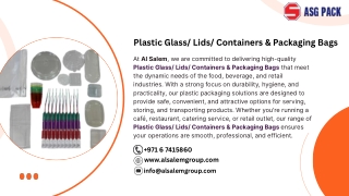 Plastic Glass- Lids- Containers & Packaging Bags