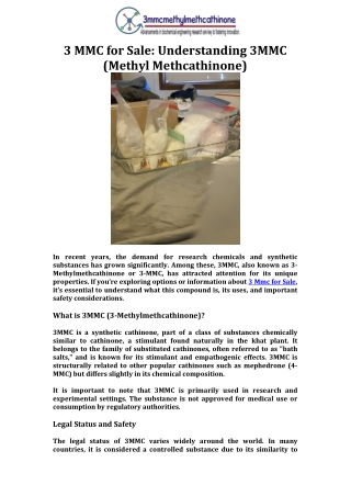 3 MMC for Sale Understanding 3MMC (Methyl Methcathinone)