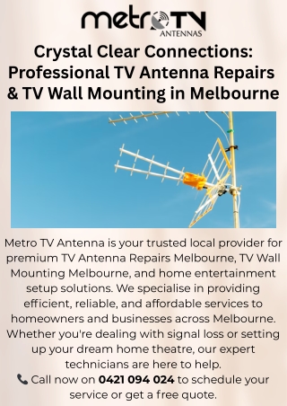 Reliable TV Antenna Repairs & Wall Mounting Services in Melbourne