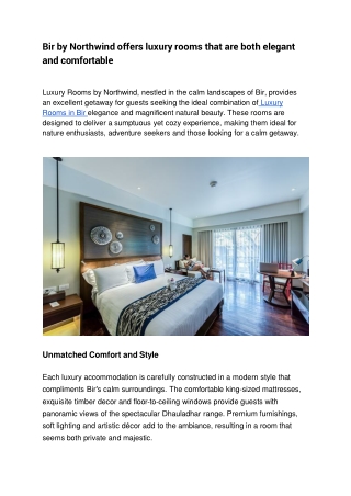 Bir by Northwind offers luxury rooms that are both elegant and comfortable