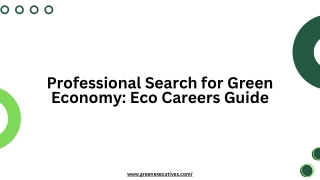 Professional Search for Green Economy Eco Careers Guide