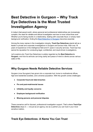 Detective Agency in Gurgaon