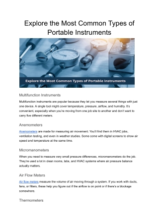 Explore the Most Common Types of Portable Instruments