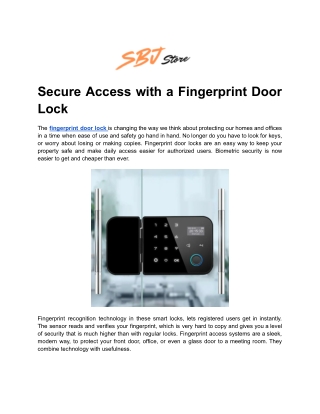 Secure Access with a Fingerprint Door Lock