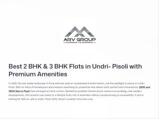 Best 2 BHK & 3 BHK Flats in Undri-Pisoli with Premium Amenities | ARV New Town