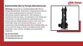 Submersible Slurry Pumps Manufacturer