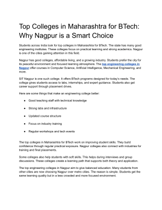 Top Colleges in Maharashtra for BTech_ Why Nagpur is a Smart Choice
