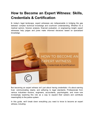How to Become an Expert Witness_ Skills, Credentials & Certification