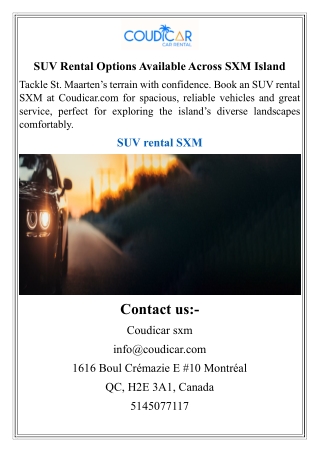 SUV Rental Options Available Across SXM Island