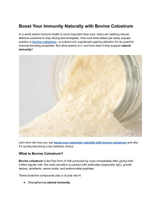 Boost Your Immunity Naturally with Bovine Colostrum