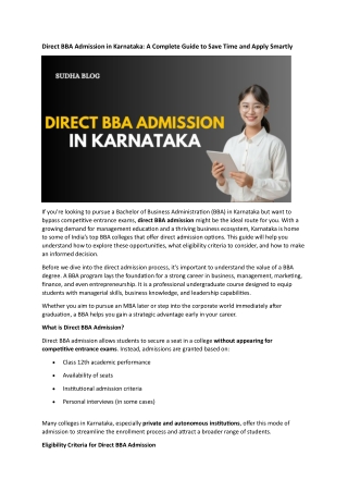 Direct BBA Admission in Karnataka