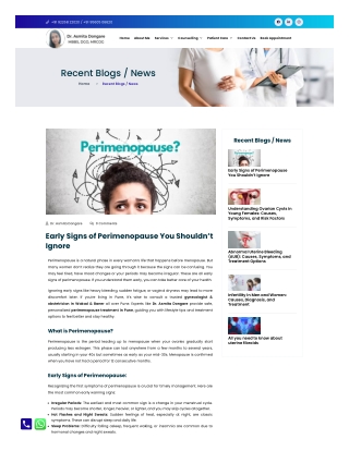 Early signs of Perimenopause - Dr Asmita Dongare