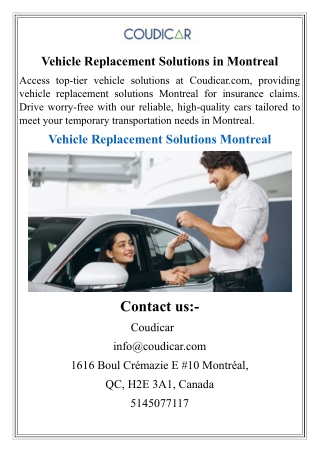 Vehicle Replacement Solutions in Montreal