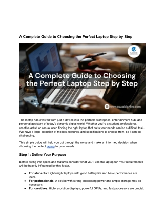 A Complete Guide to Choosing the Perfect Laptop Step by Step
