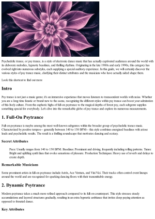 A Guide to the Different Designs of Psy Trance Music