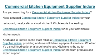 Commercial kitchen Equipment Supplier Indore